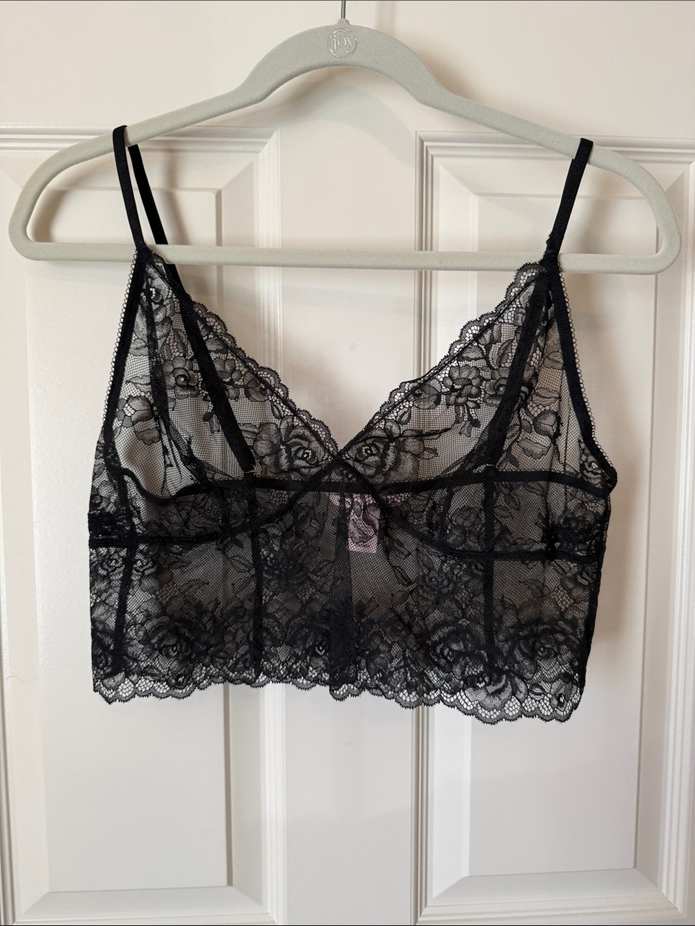 Victoria's Secret Black Sheer Lace Bralette, size L